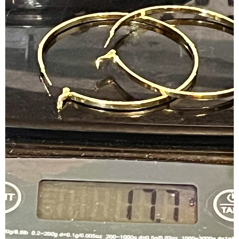 VTG 925 Sterling Silver Gold Tone Hoop Earrings 2.5” Large Flat Hoops 17.7g - Picture 13 of 13
